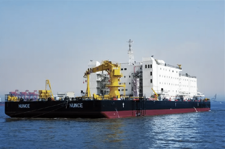 Offshore structure in the ocean operated by Newrest in Angola