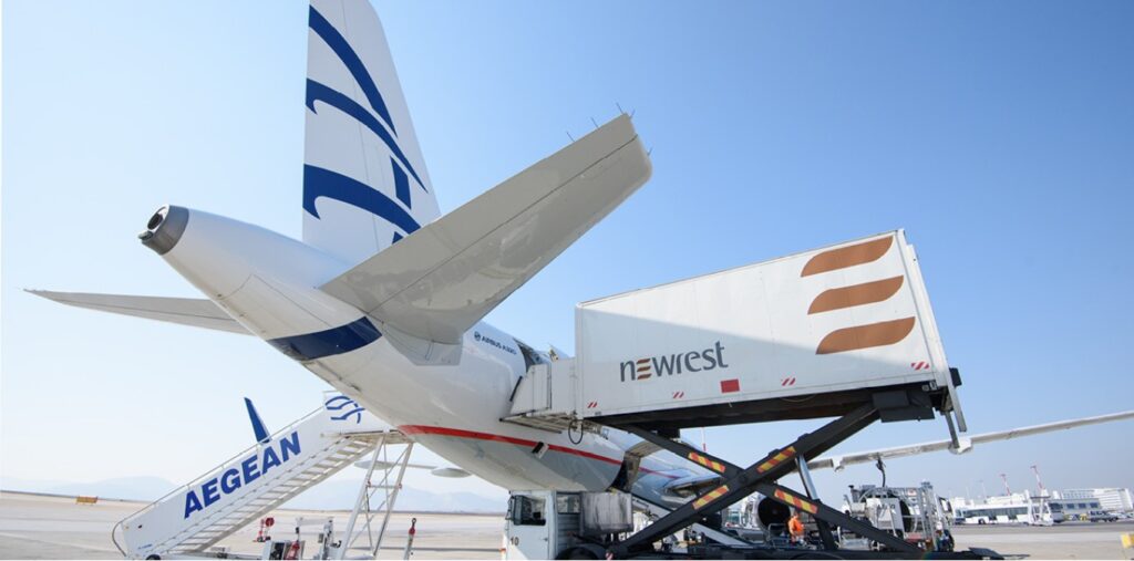 Aircraft on the tarmac as part of the Aegean and Newrest partnership.