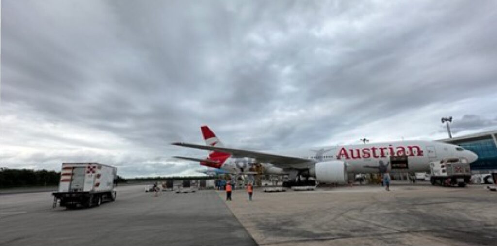 Airplane from Austrian Airlines as part of the partnership with Newrest